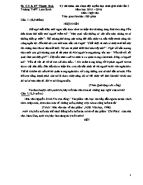 Đề thi học sinh giỏi cấp tỉnh Ngữ văn lớp 12 chuyên - Năm học 2015-2016 - Sở GD & ĐT Bắc Ninh